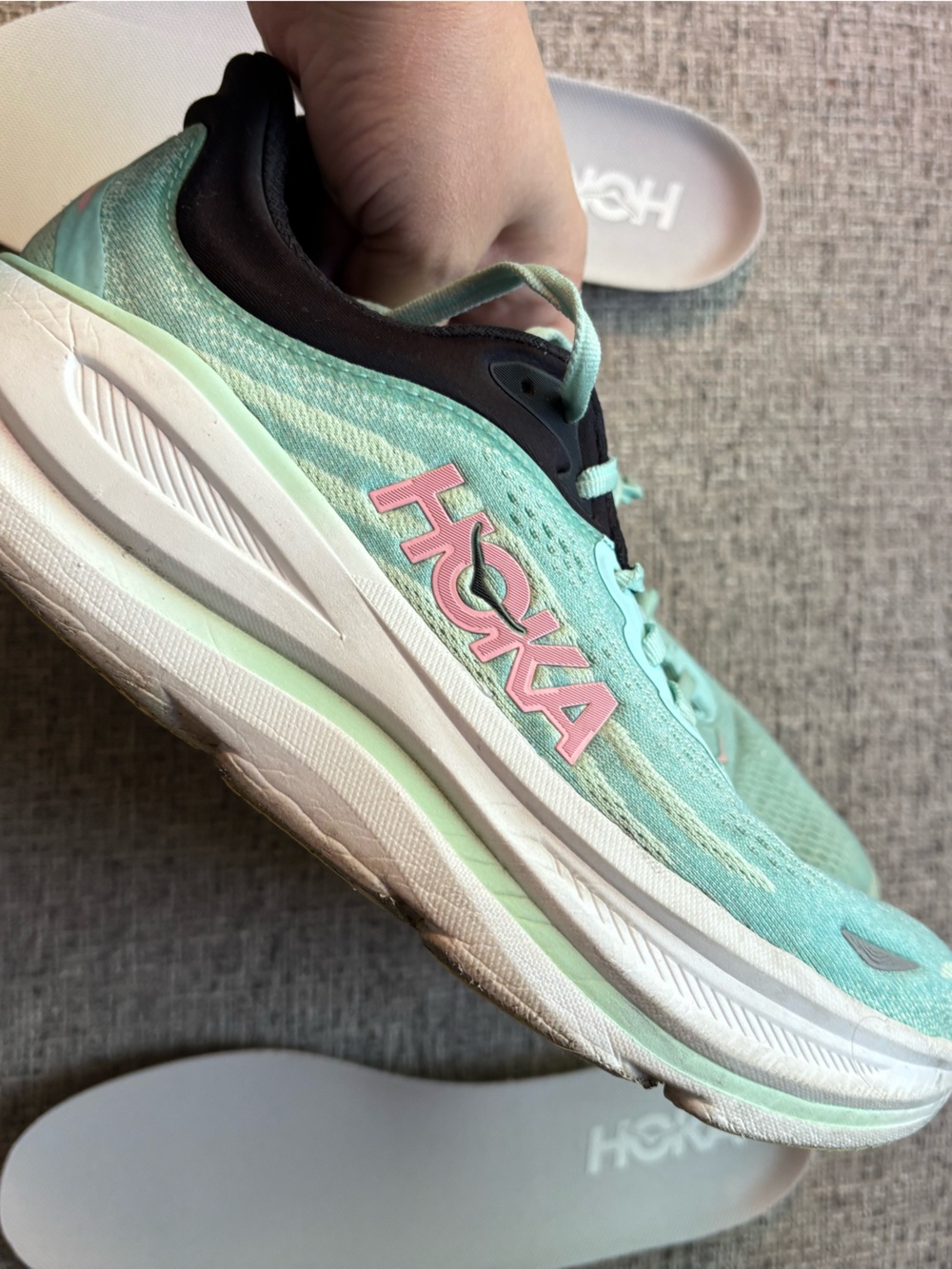 HOKA ONE ONE W Bondi 9 Blue Spark/Mint Fluorite Women's 7.5B - Picture 4 of 10